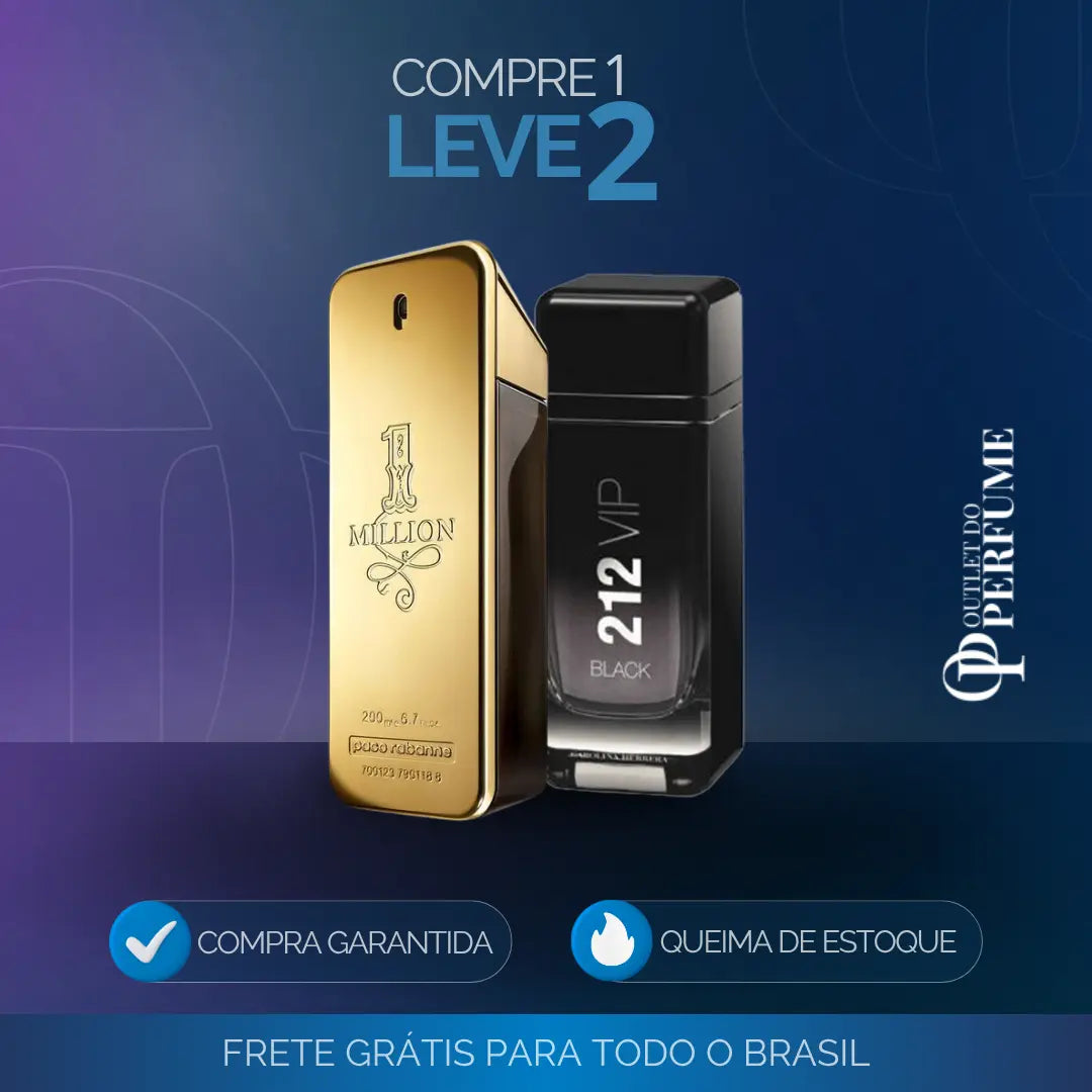 Combo 2 Perfumes Masculinos Importados (100ml) - 1 million, 212 vip [QUEIMA DE ESTOQUE]
